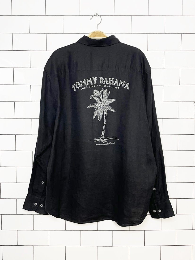 tommy bahama 100% linen island life full-button shirt - good market thrift store