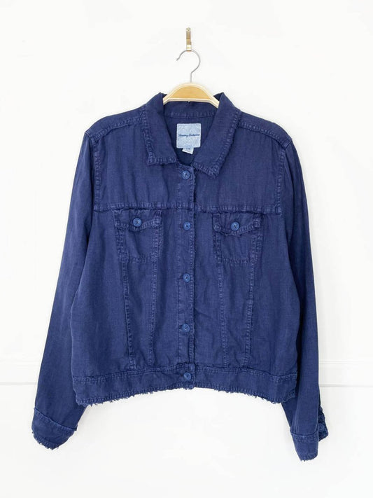 tommy bahama 100% linen raw edge short summer jacket - good market thrift store