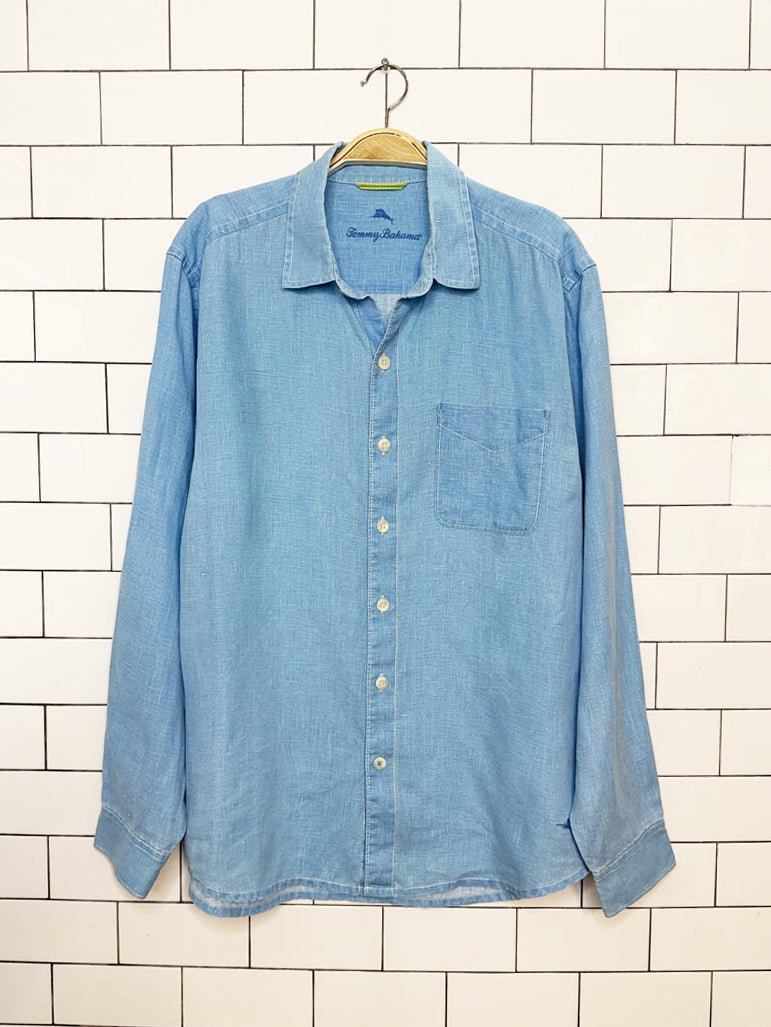 tommy bahama 100% linen salt washed full button shirt - good market thrift store