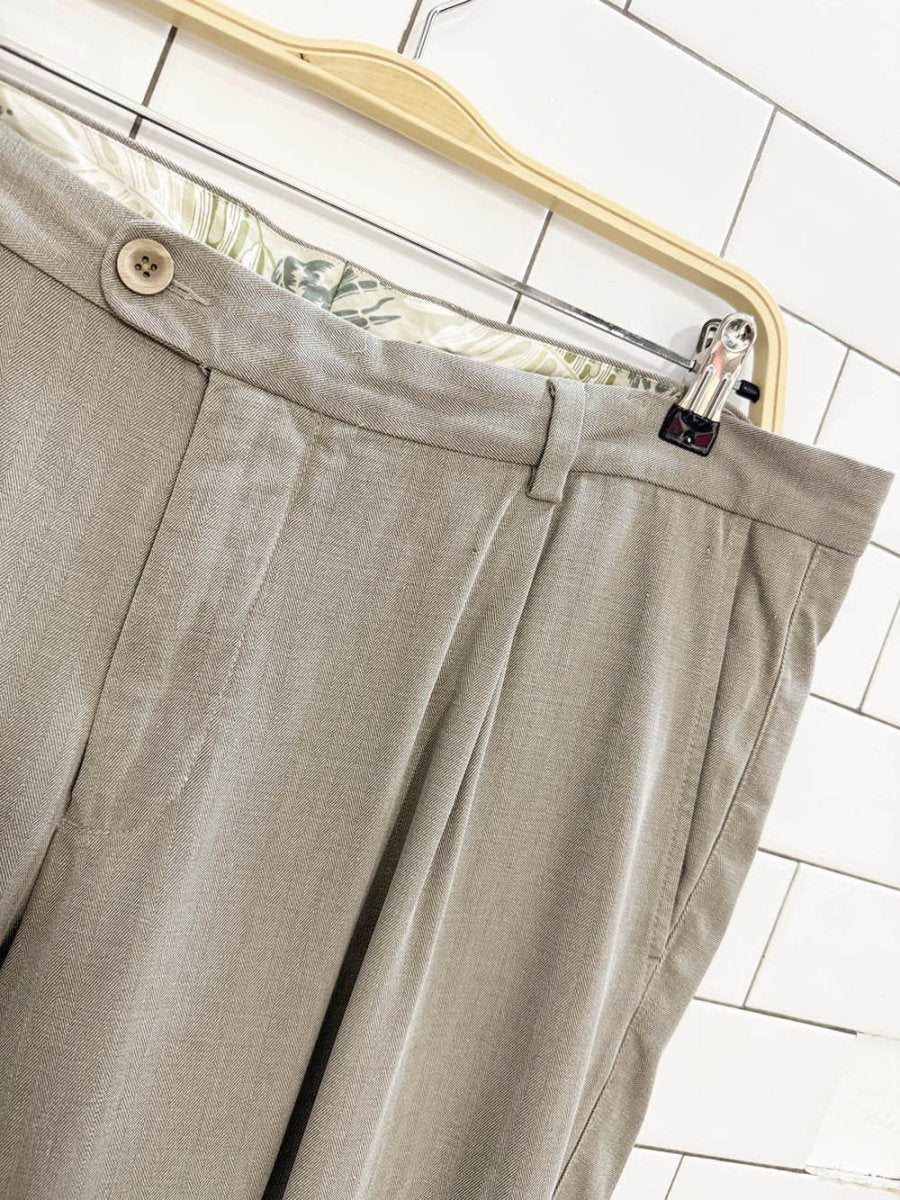 tommy bahama silk - blend herringbone pleated trousers - good market thrift store