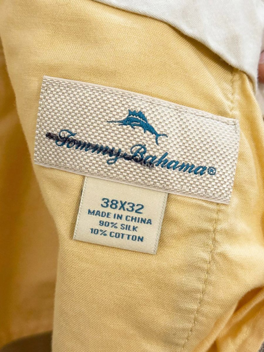 tommy bahama silk - blend herringbone pleated trousers - good market thrift store