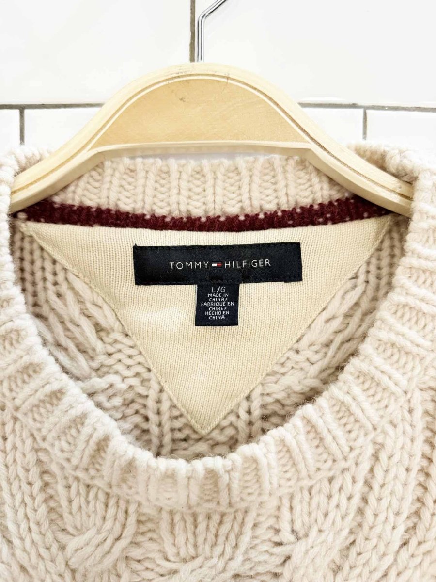 tommy hilfiger 100% wool chunky cable knit sweater - good market thrift store