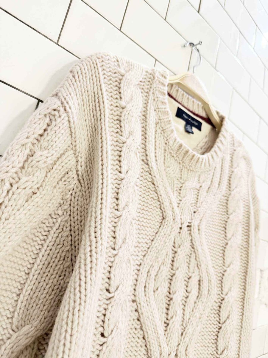 tommy hilfiger 100% wool chunky cable knit sweater - good market thrift store