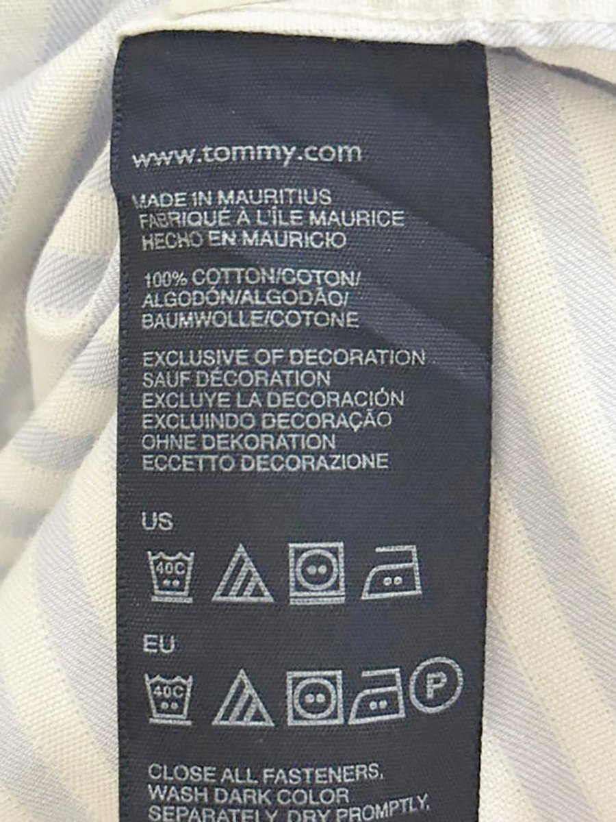 tommy hilfiger 80s 2 - ply blue stripe menswear shirt - good market thrift store