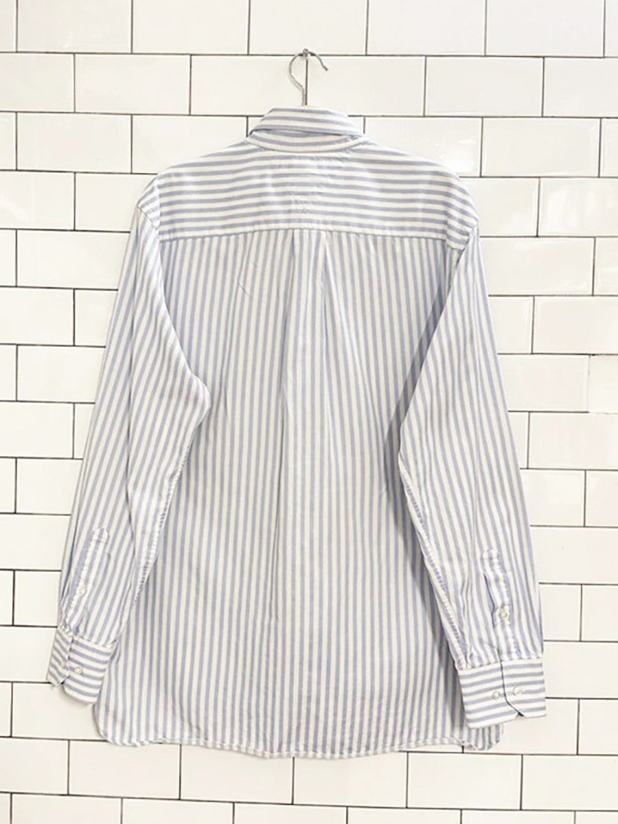 tommy hilfiger 80s 2 - ply blue stripe menswear shirt - good market thrift store