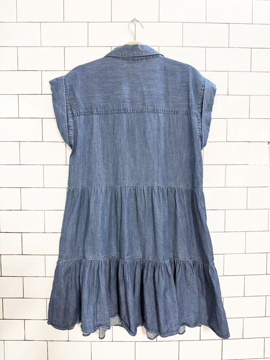 tommy hilfiger tiered full button denim mini dress - good market thrift store