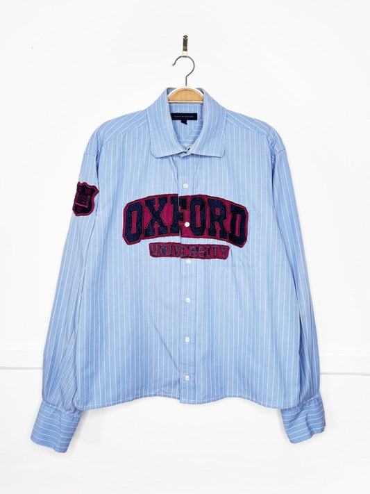 tommy hilfiger x oxford sporty prep cropped shirt | rework - good market thrift store