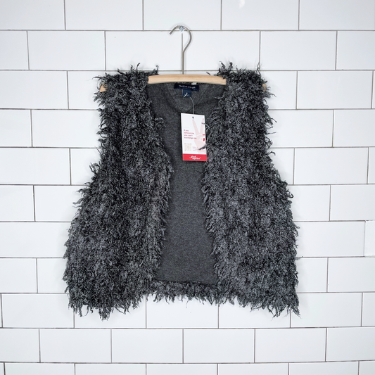 tommy hilfiger faux fur shag vest - size medium