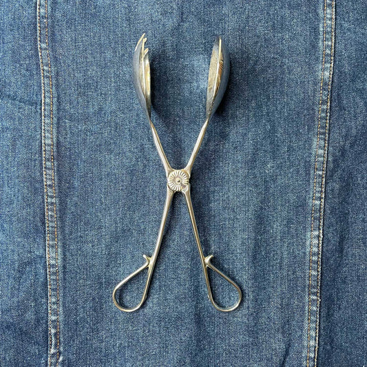 vintage silverware tongs