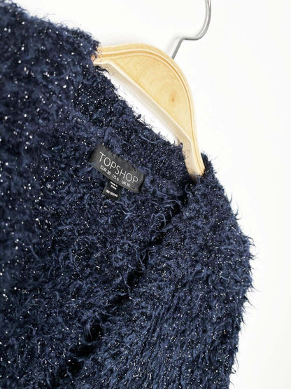 topshop metallic sparkle eyelash fuzzy knit cardigan - good market thrift store