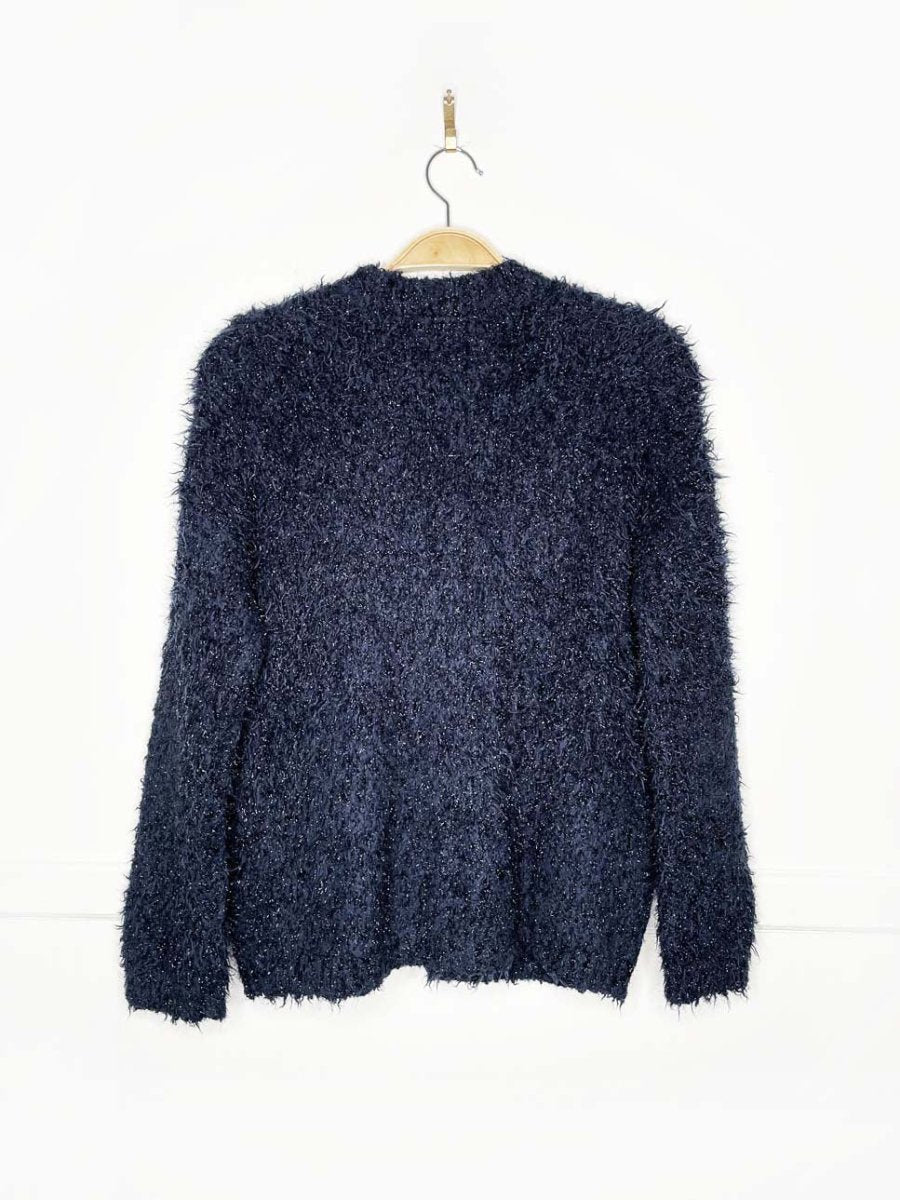 topshop metallic sparkle eyelash fuzzy knit cardigan - good market thrift store
