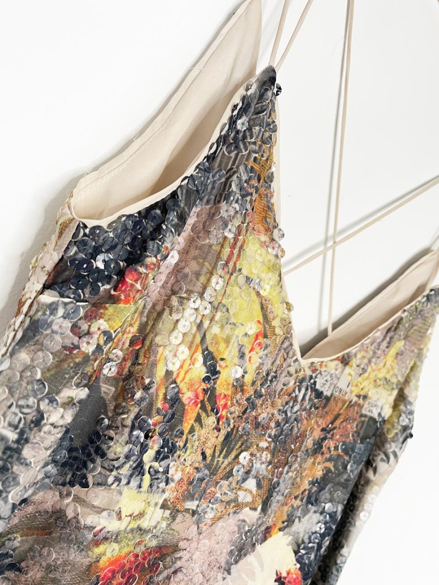 !!topshop sequin tropical tank slip maxi dress - good market thrift store