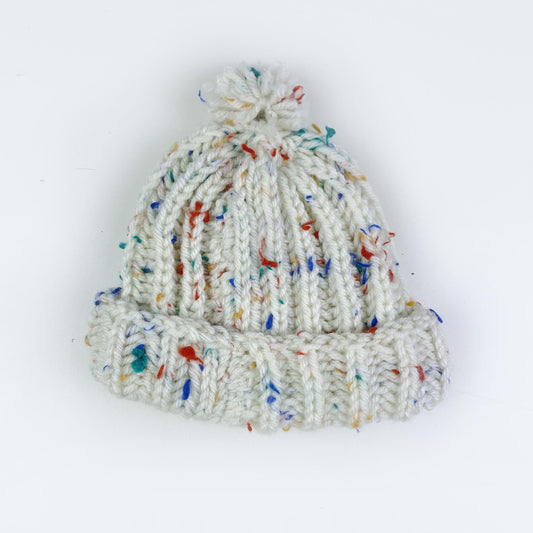 hand-knit 'birthday cake' pom toque - one size