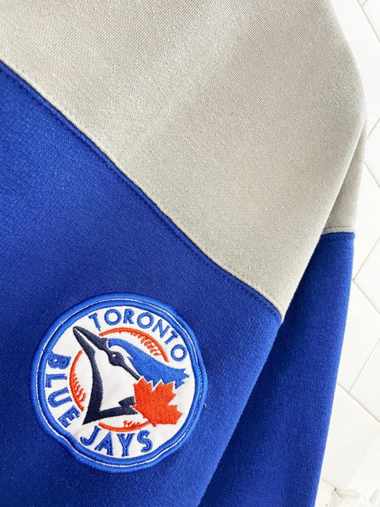 toronto blue jays MLB colour block cropped sleeve sweatshirt tee - good market thrift store