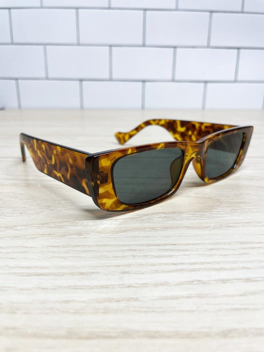 tortoise shell 90s rectangle frame sunglasses - good market thrift store