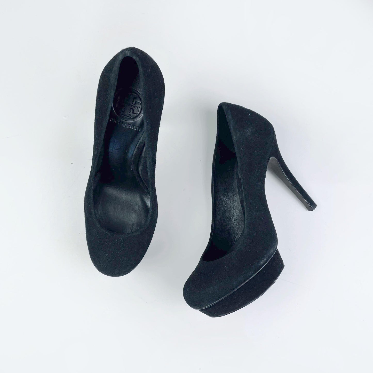 tory burch black suede platform pumps - size 5