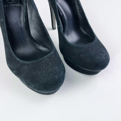 tory burch black suede platform pumps - size 5