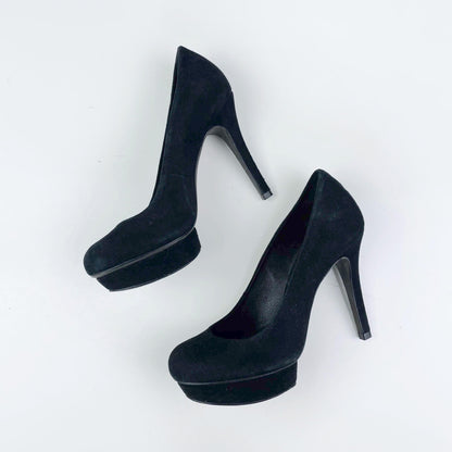 tory burch black suede platform pumps - size 5