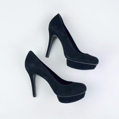 tory burch black suede platform pumps - size 5