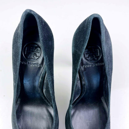 tory burch black suede platform pumps - size 5