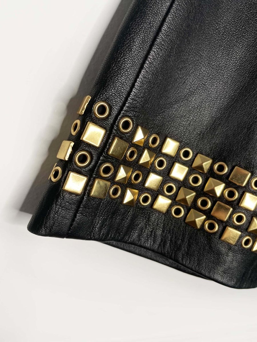 tory burch studded butter leather mini skirt | lambskin - good market thrift store