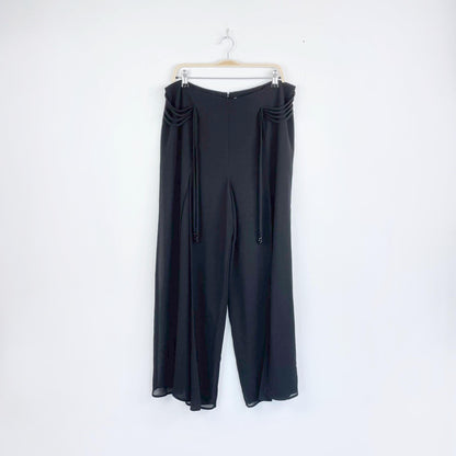 vintage tradition tie waist wide layered slit leg flowy pants