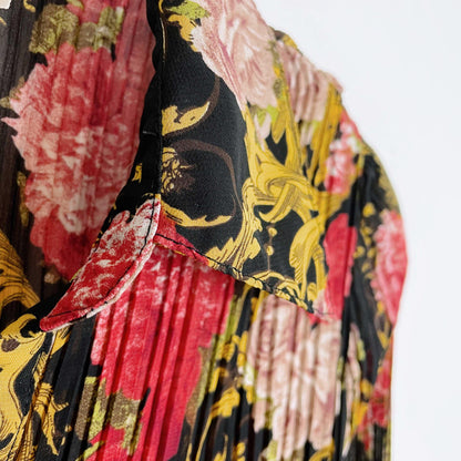 vintage 00s tradition rose crinkle french cuff button down - size 8