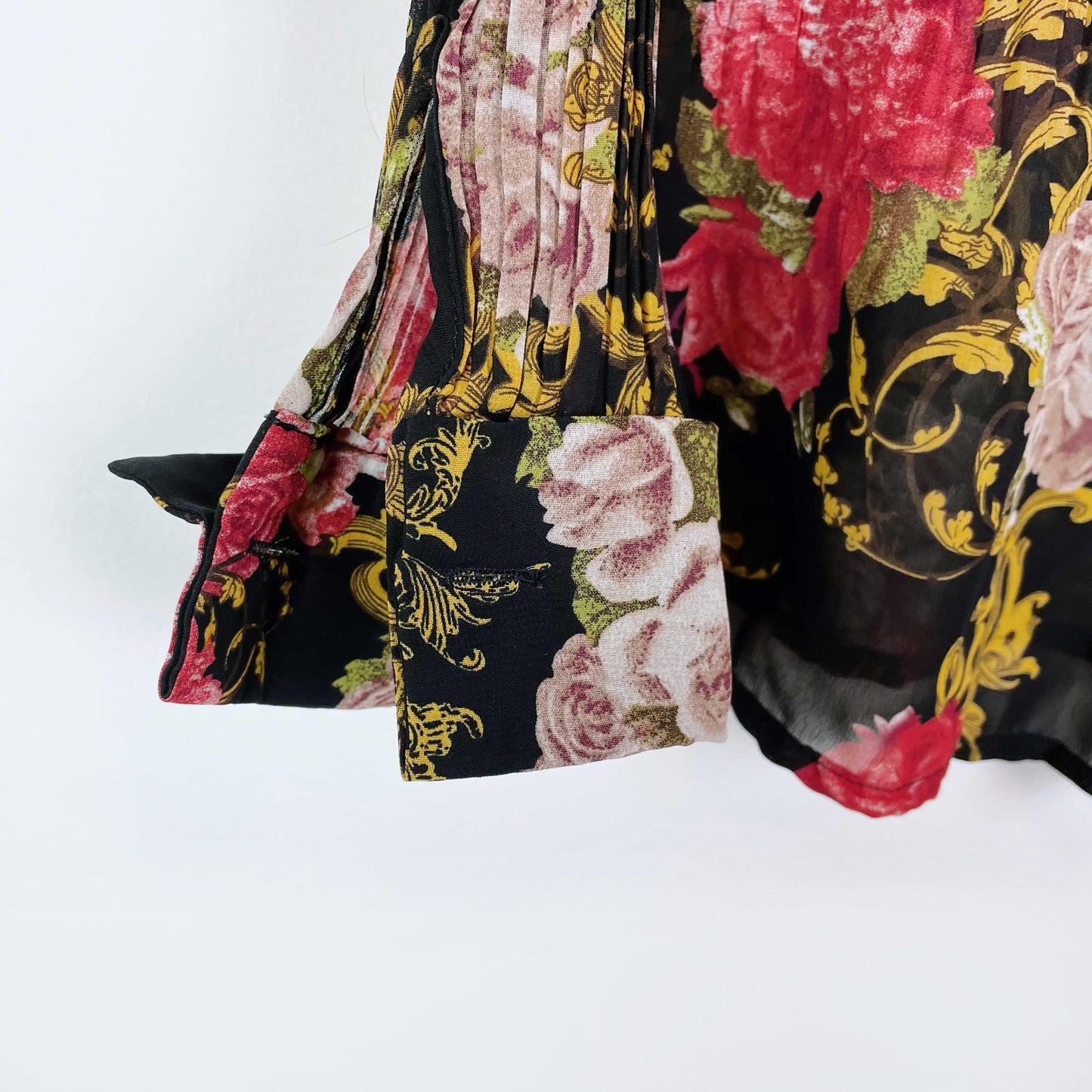 vintage 00s tradition rose crinkle french cuff button down - size 8