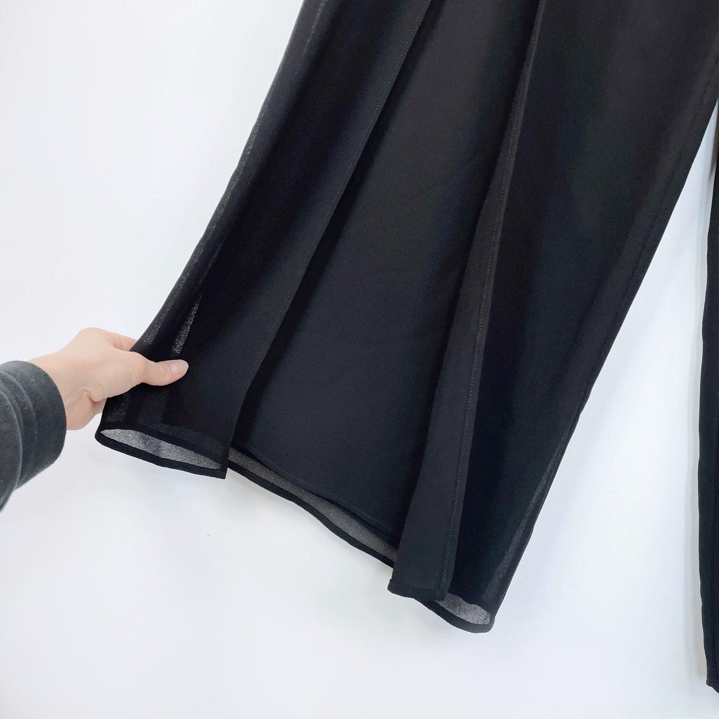 vintage tradition tie waist wide layered slit leg flowy pants