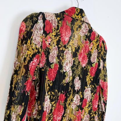 vintage 00s tradition rose crinkle french cuff button down - size 8