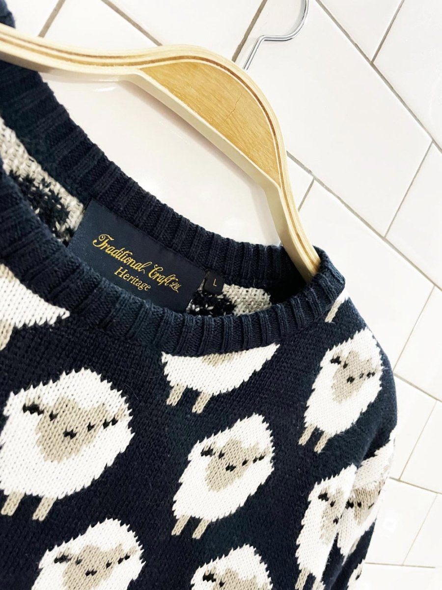 traditional craft heritage sheep knit sweater - good market thrift store