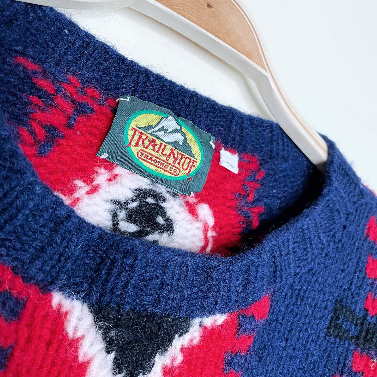 vintage trail atoe trading company wool snowshoe sweater - size medium