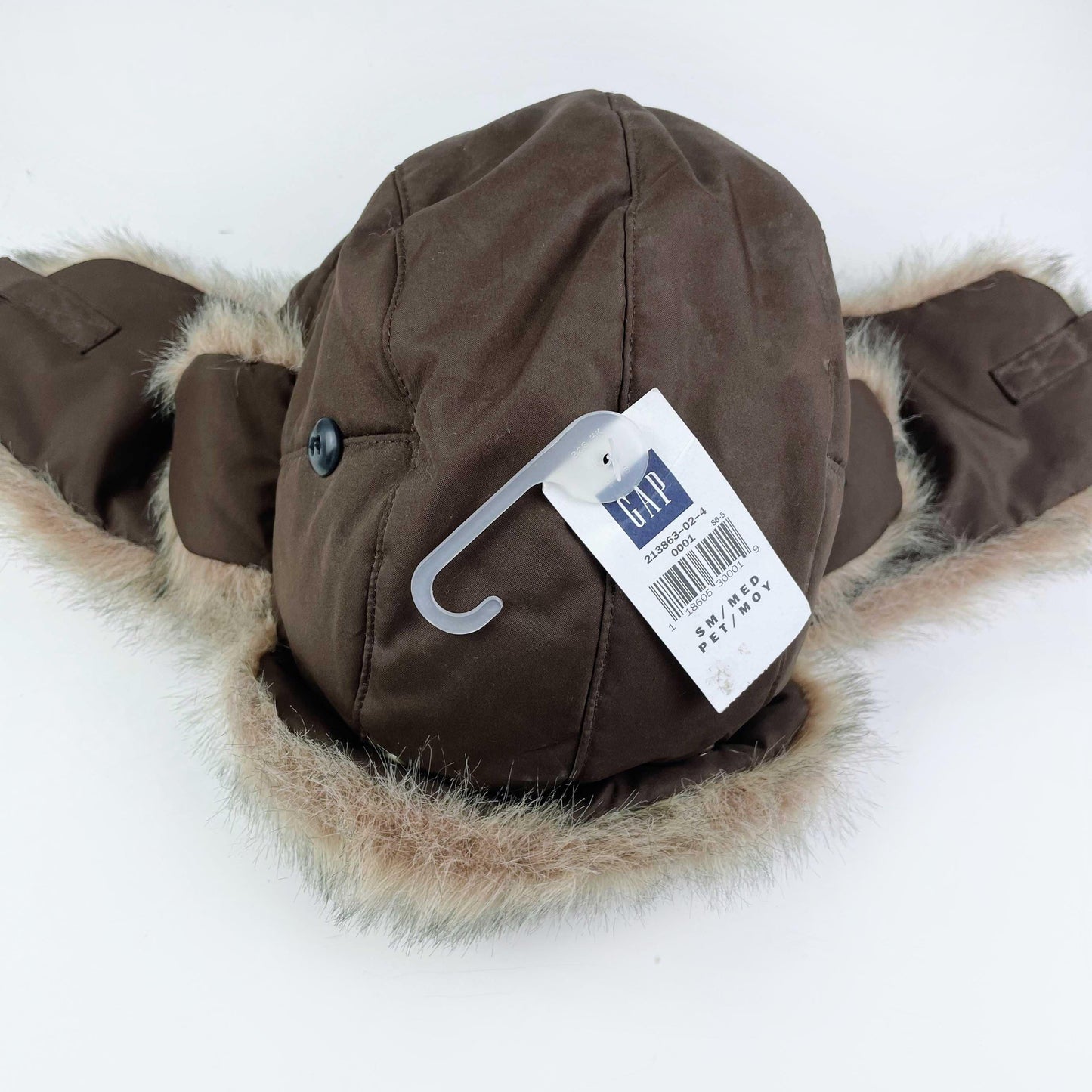 nwt gap kids faux fur lined trapper hat - size sm/med