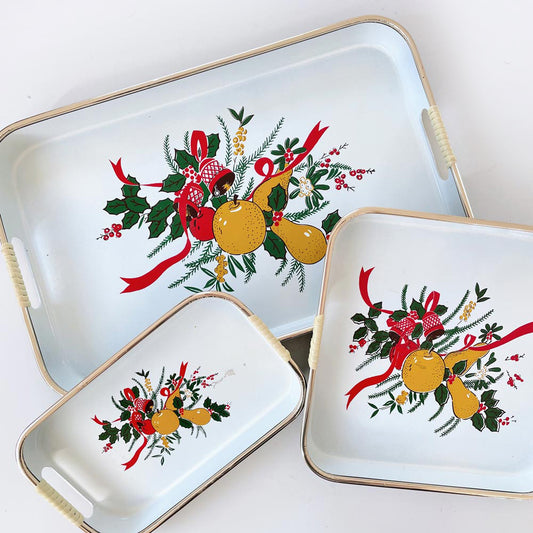 x3 vintage 80s nesting holiday trays