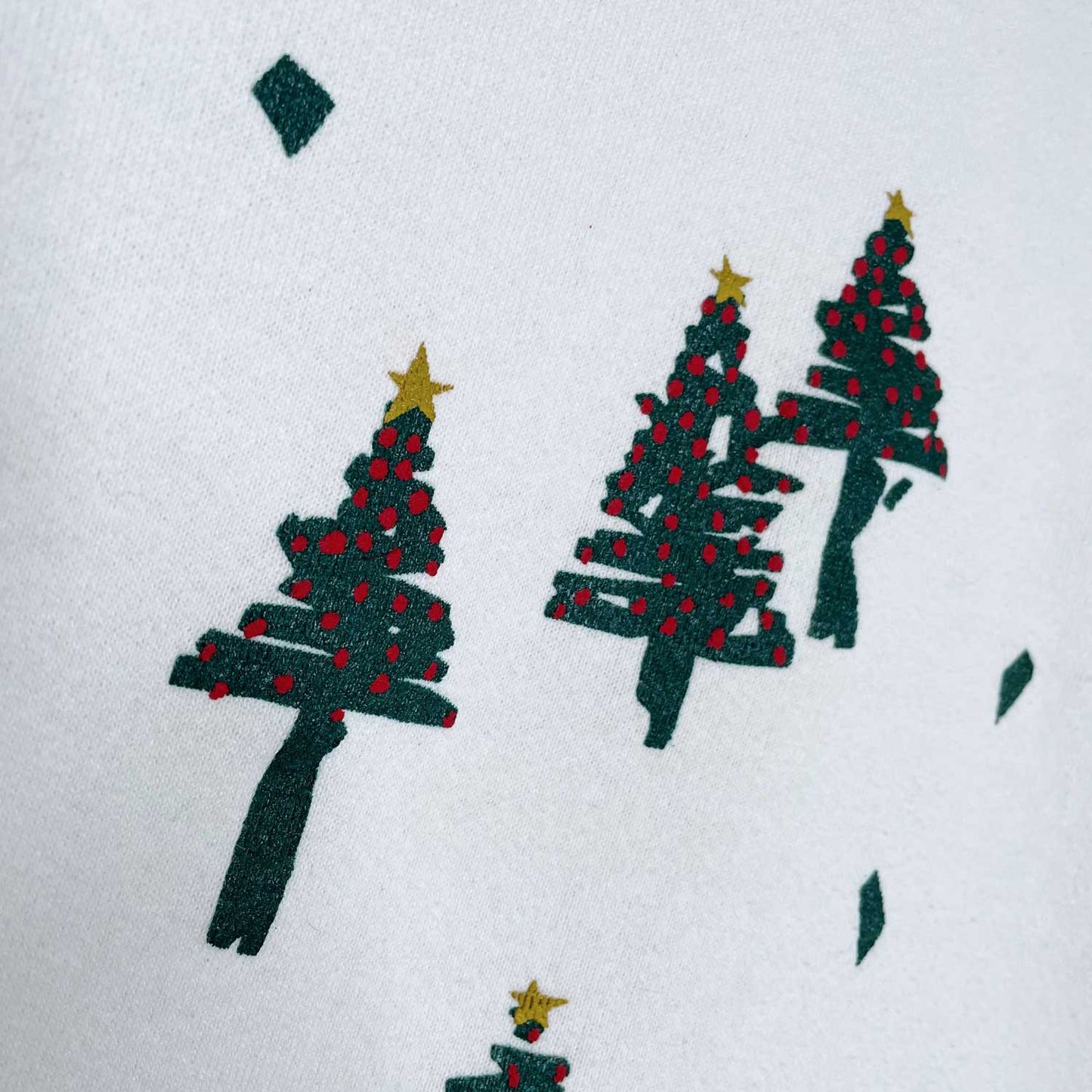 vintage 80s  jerzees white christmas tree crew - size xl