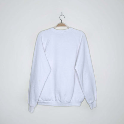 vintage 80s  jerzees white christmas tree crew - size xl