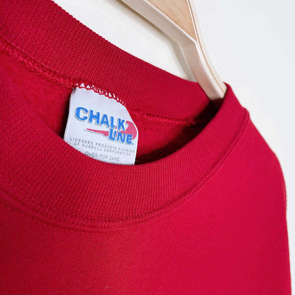 vintage chalk line knitted christmas tree crew - size large