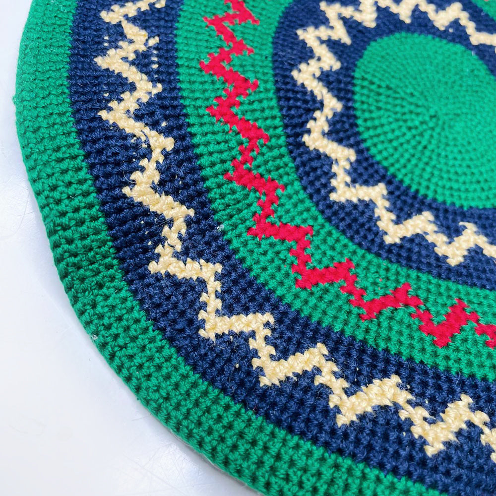 woven crochet round holiday trivet