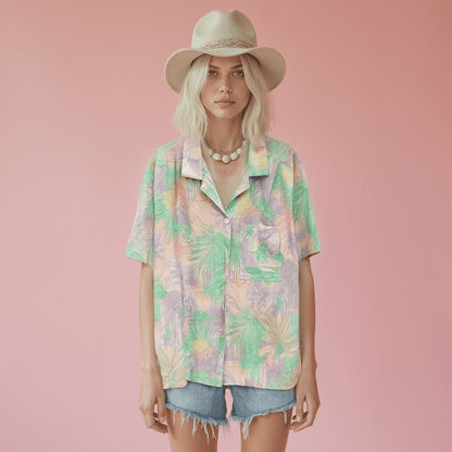 vintage 80s cricket lane pleated tropical shirt | made in USA - good market thrift store