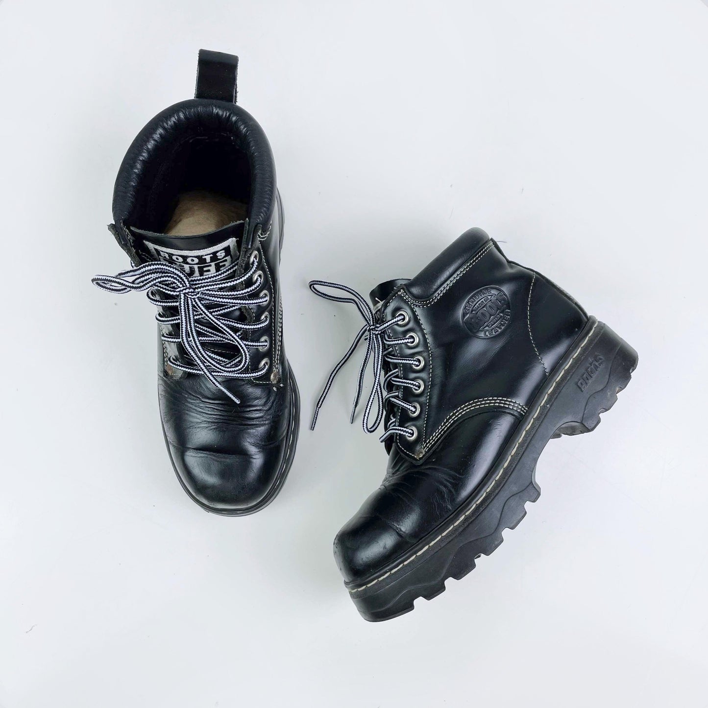 vintage 90s roots tuff leather hiking boots - size 6