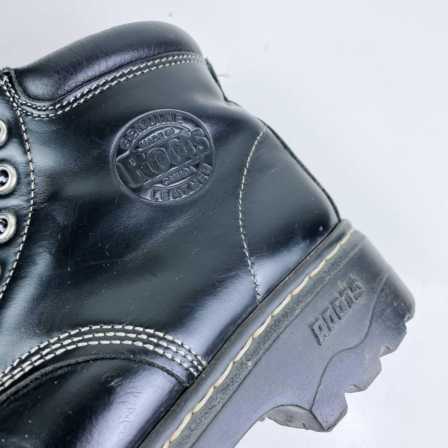 vintage 90s roots tuff leather hiking boots - size 6