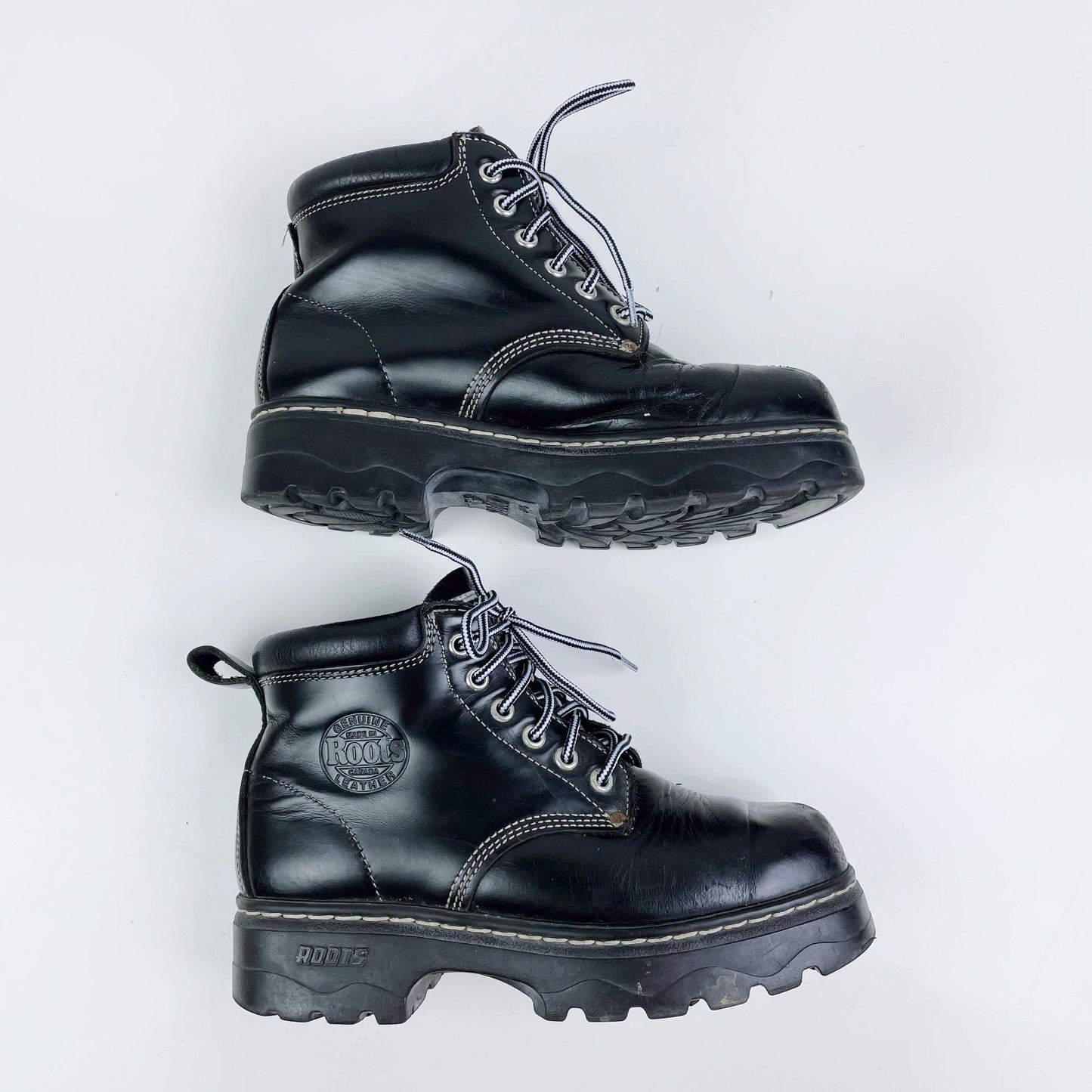 vintage 90s roots tuff leather hiking boots - size 6