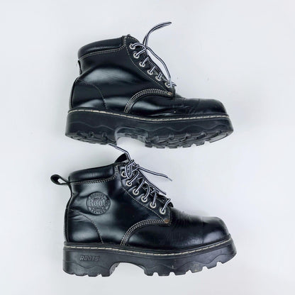 vintage 90s roots tuff leather hiking boots - size 6