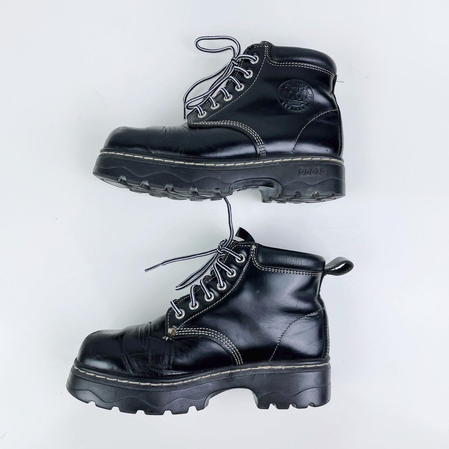 vintage 90s roots tuff leather hiking boots - size 6