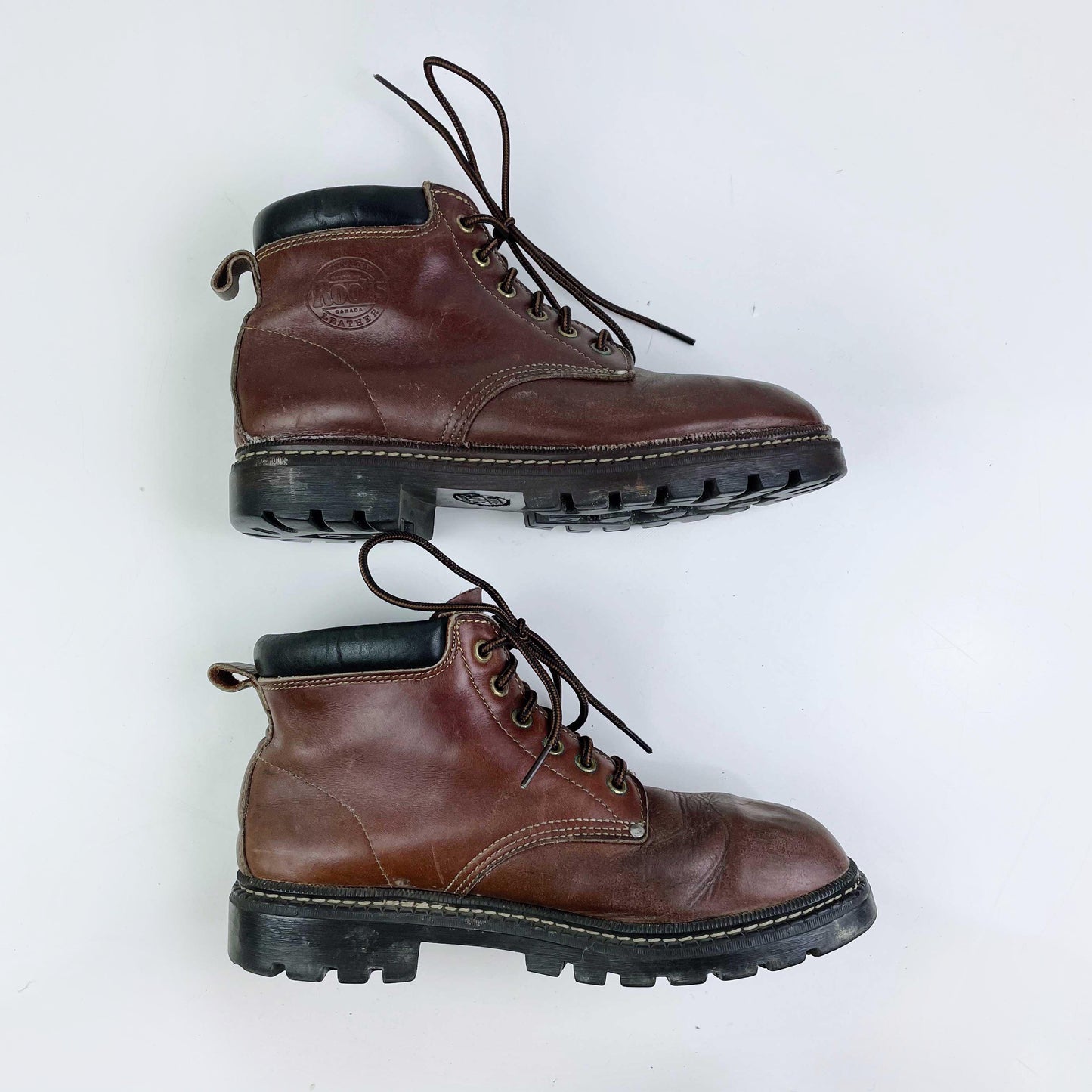 vintage 00's roots tuff leather hiking boots - size 9