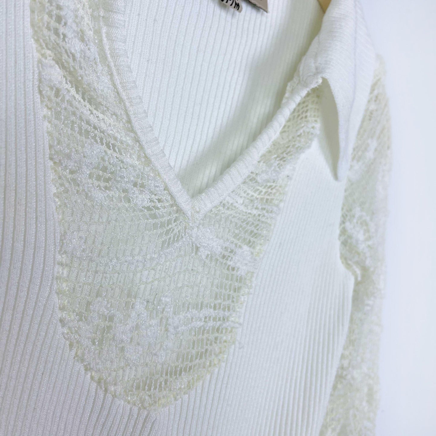 ub urban behaviour white crochet ls polo - size small