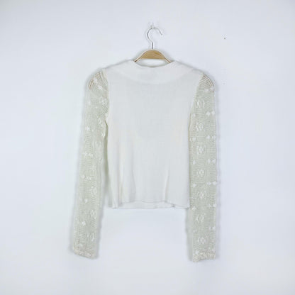 ub urban behaviour white crochet ls polo - size small