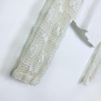 ub urban behaviour white crochet ls polo - size small