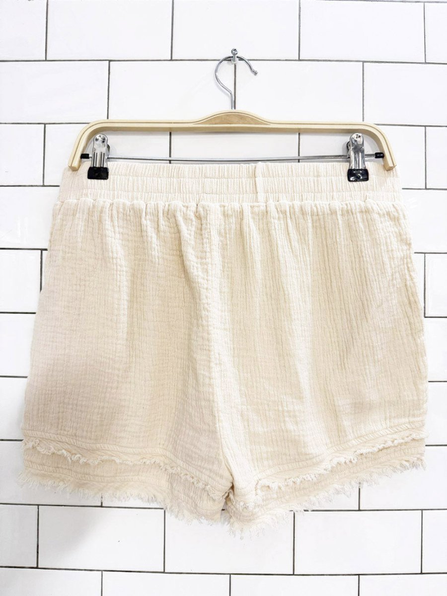 umgee USA gauze cotton fringe hem lounge shorts - good market thrift store