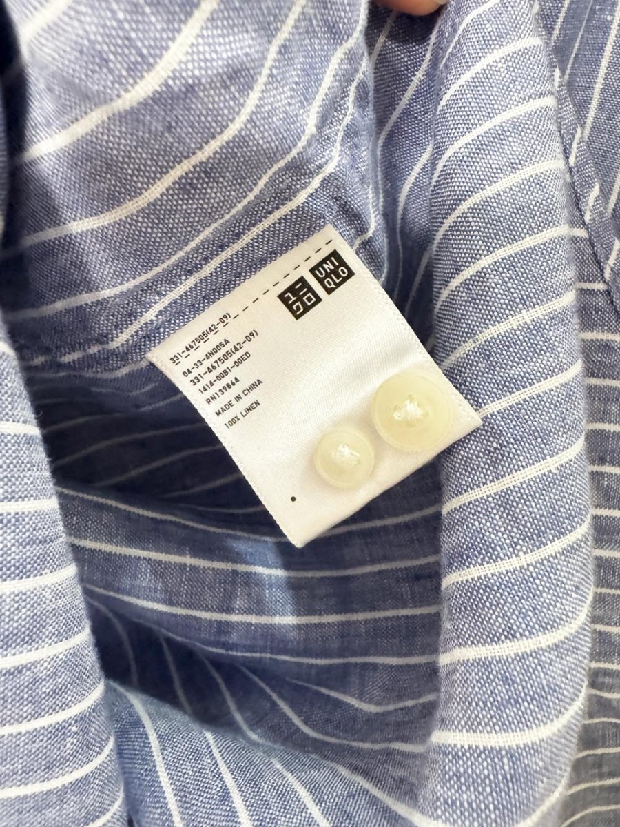 uniqlo 100% linen striped full button shirt - good market thrift store